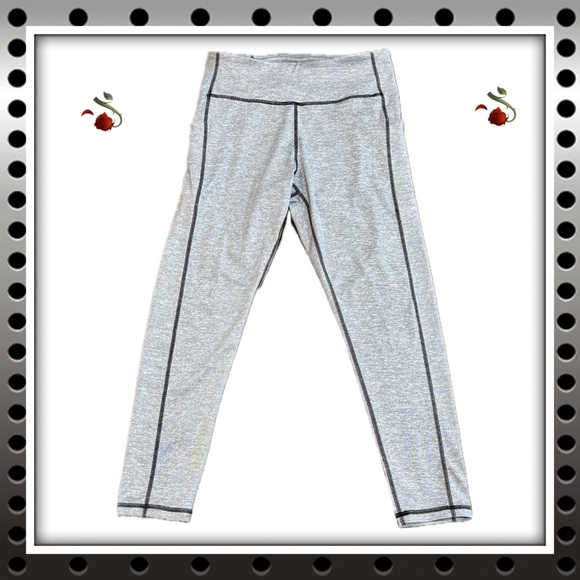Women’s Tek Gear leggings - heather gray w/black trim - Large - thigh pockets - Picture 1 of 7